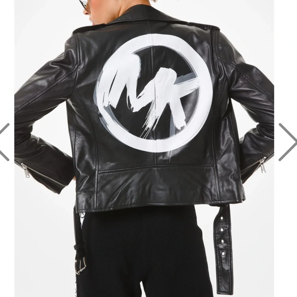 Michael Kors Moto Leather Jacket - Picture 2 of 10